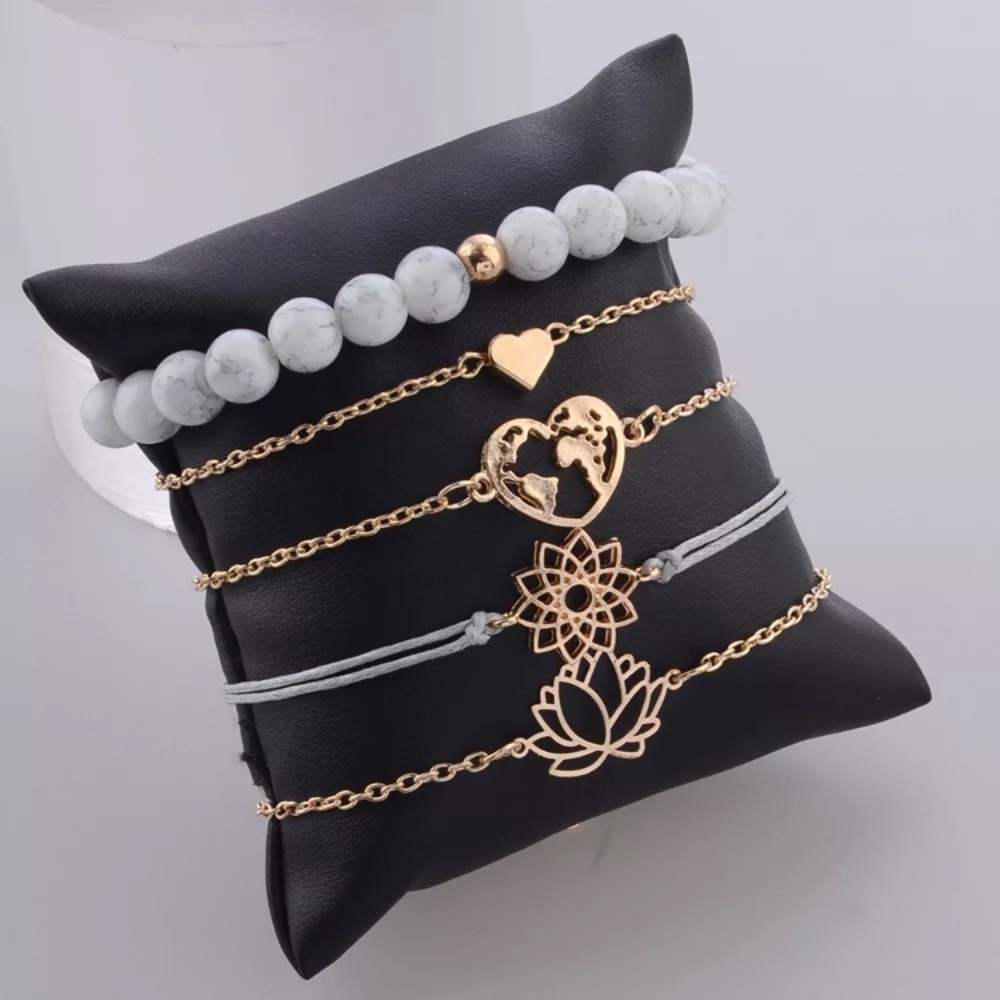 Gray And Gold Stackable Bracelets - Picture 5 of 7